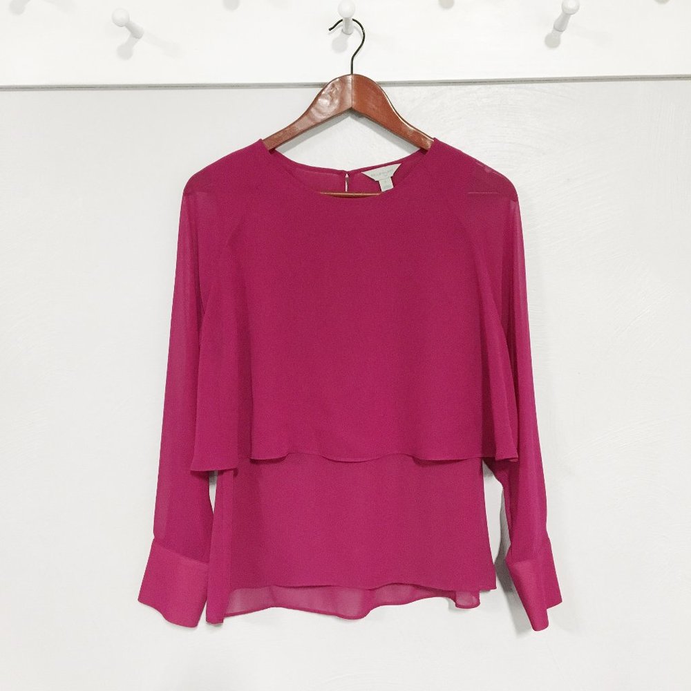 Belle + Sky |  Magenta Sheer Layered Blouse
